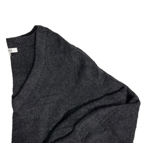 Madewell Dashwood Scandi Wool Blend Sweater Balloon Sleeve V Neck Dark Grey S - Picture 5 of 13